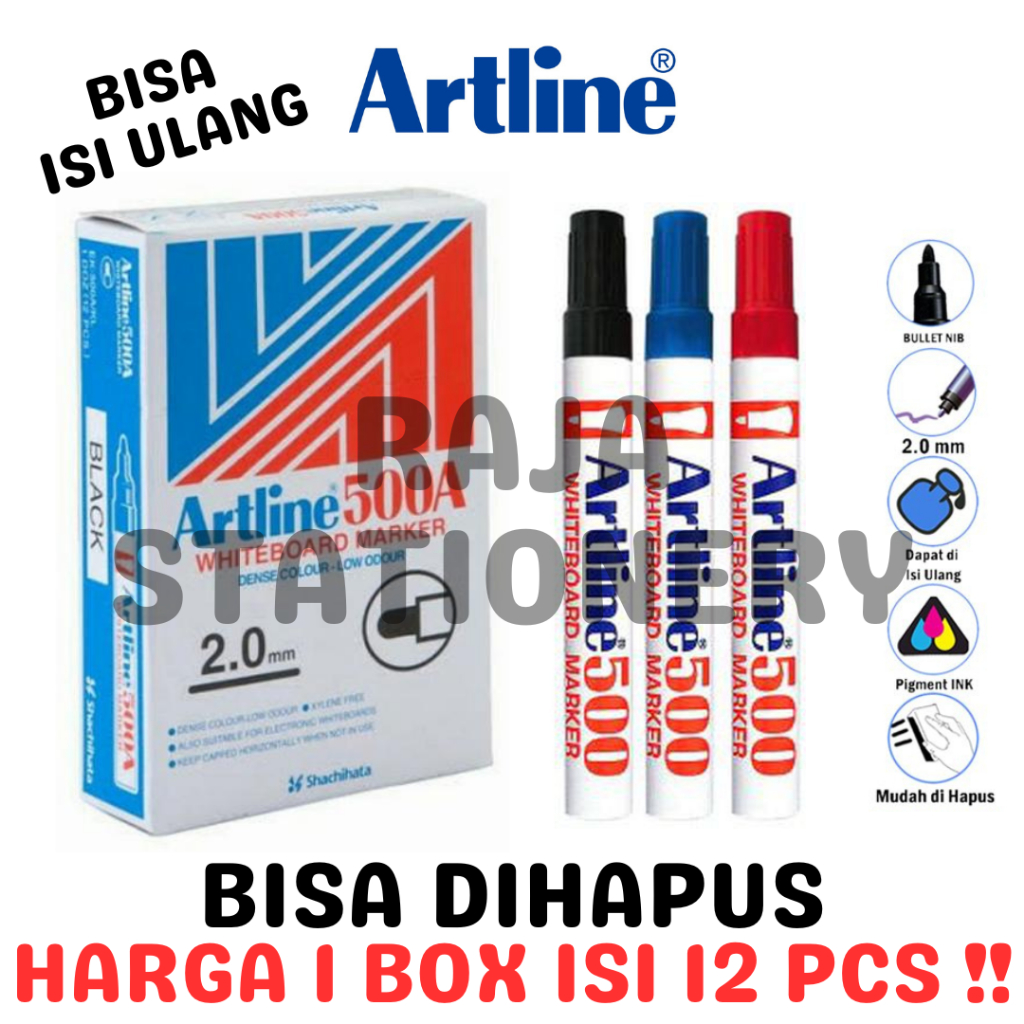 ARTLINE WHITEBOARD MARKER BLACK BLUE RED 500 SPIDOL PAPAN TULIS HITAM BIRU MERAH ART LINE 500 BISA D