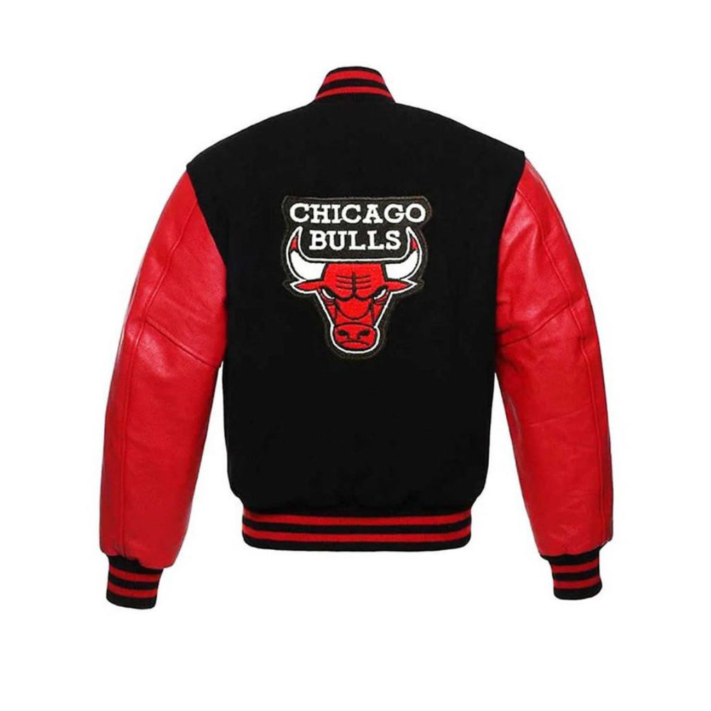 JAKET Versity Baseball Chicago Bulls Logo Bordir Jaket Versity Kulit
