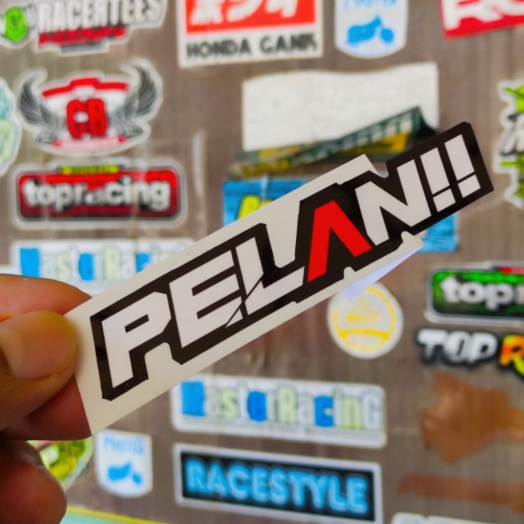 stiker motor pelan merah putih glossy