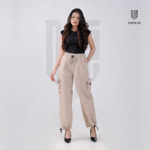 celana cargo serut wanita highwaist pants korean style jumbo kulot big size