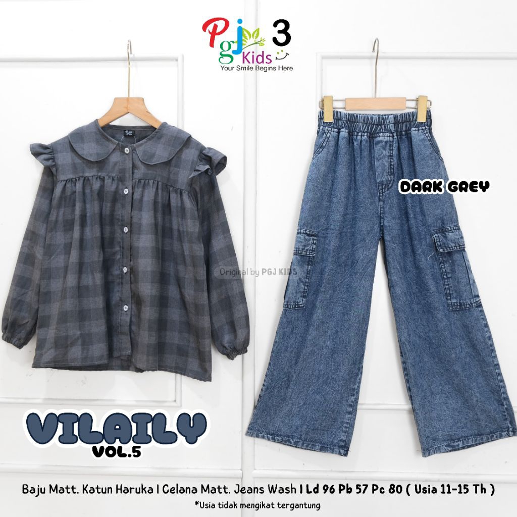 vilayli vl6 - setelan celana anak perempuan premium / set celana anak perempuan bahan jeans terbaru 
