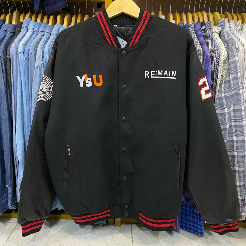 Varsity University leather jacket