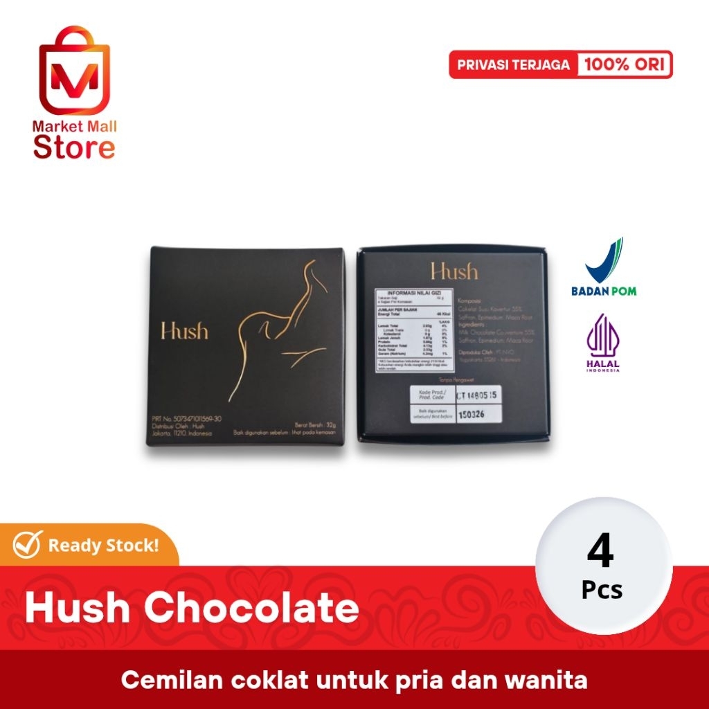 

Hush Chocolate Dark Chocolate For Couple 1 Box Isi 4 Pcs Coklat Stamina Pria & Wanita Tahan Lama Bukan V10 Coklat Ginseng