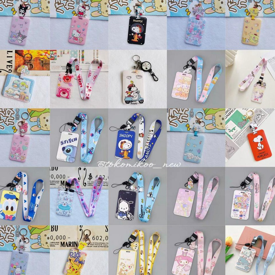 

Bisa Cod Lanyard ID Card Tali Gantungan Kartu Card Holder Name Tag Karakter Pikachu Sailoor moon Snoopy Cinnamoroll Shellie May Pochacco Pooh Sumikko Donald Chip Dale Lotso Stitch My Melody Little Twin Star