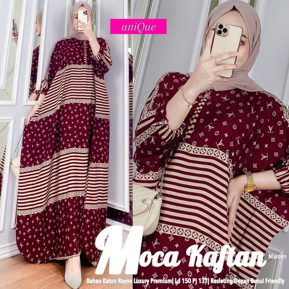 KODE M73U KAFTAN MOCA  GAMIS KAFTAN LV SUPER JUMBO BUSUI RESLETING  GAMIS MEWAH MURAH ELEGAN