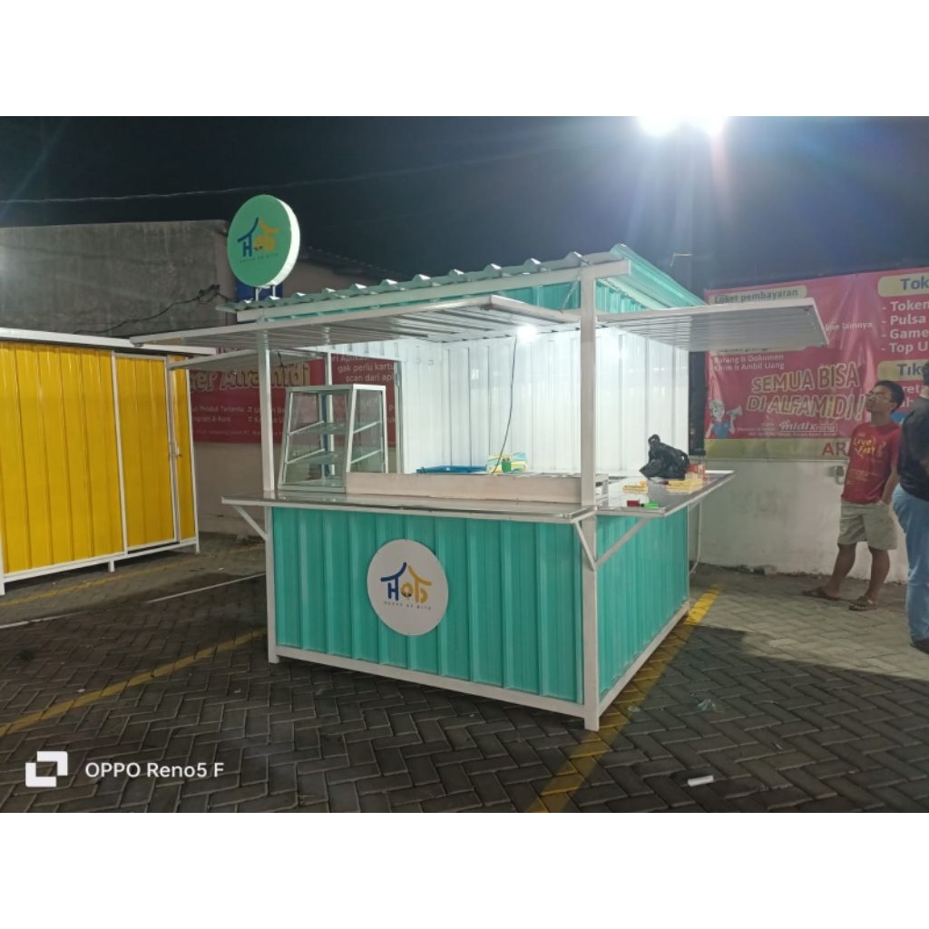 booth container gerobak jualan bakaran es teh