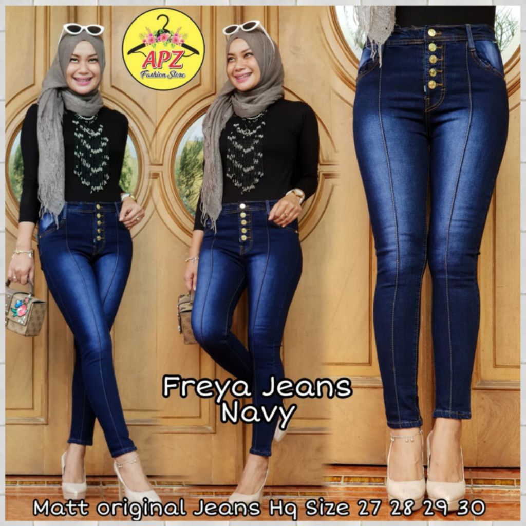 Celana Jeans Wanita Kancing 5 / Celana Jeans High Waist Kancing 5/ Celana Pensil Wanita / Celana Jea