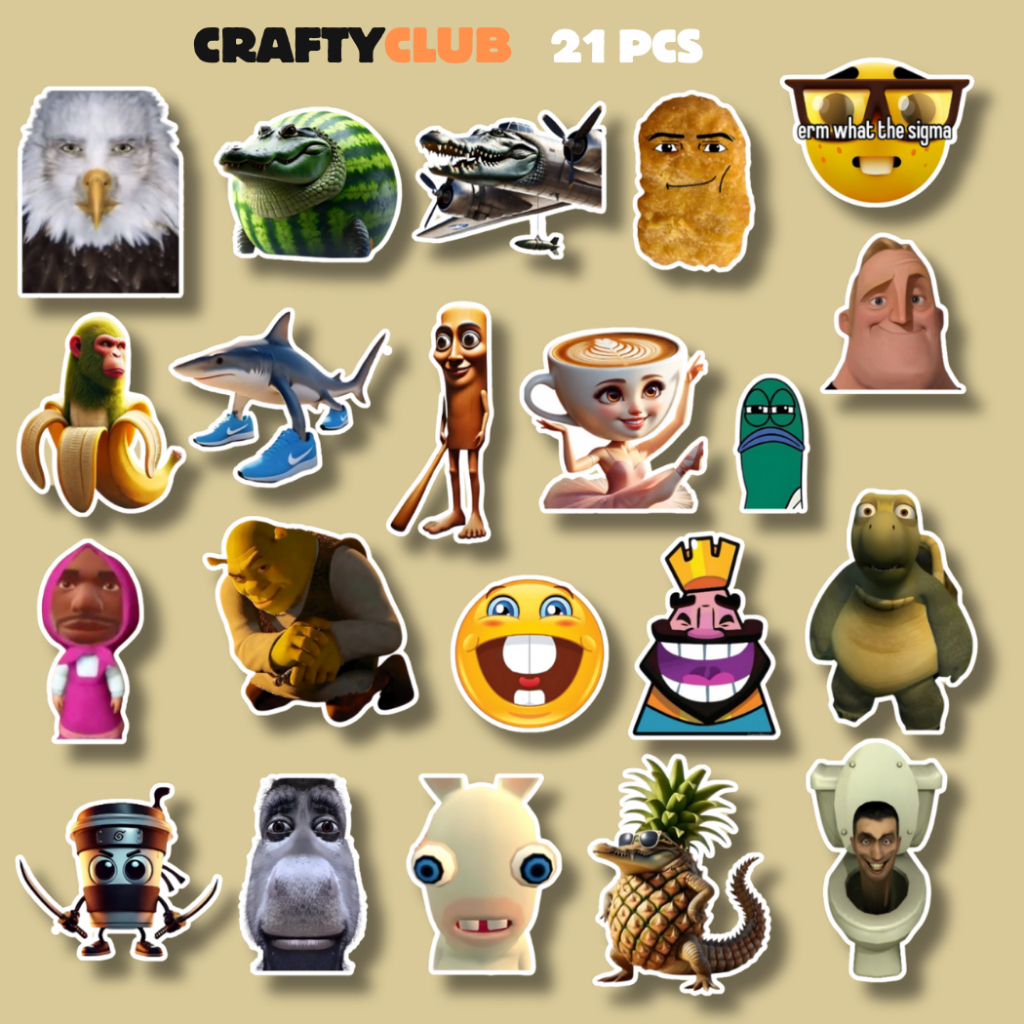 

Brainrot TikTok Sticker, Meme Sticker Aesthetic waterproof 21 PCS