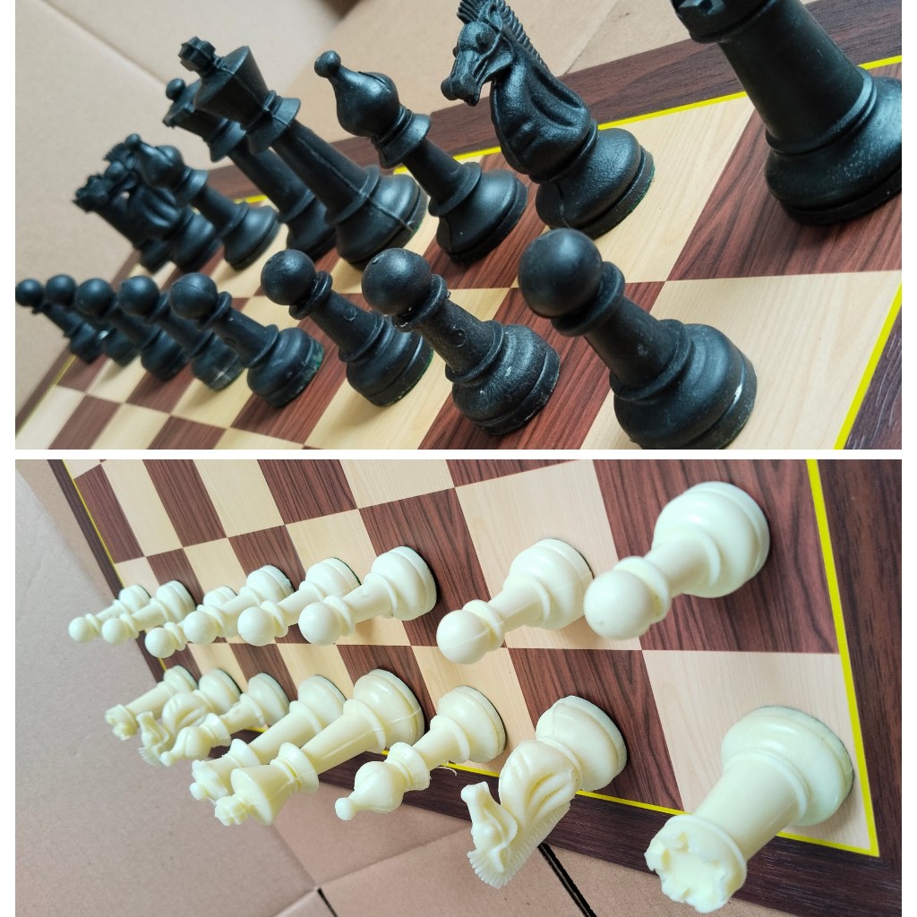 Paket Bidak Magnet Catur Plastik Magnet  + Papan Catur Lipat 4 Magnet  / Motif Full Serat