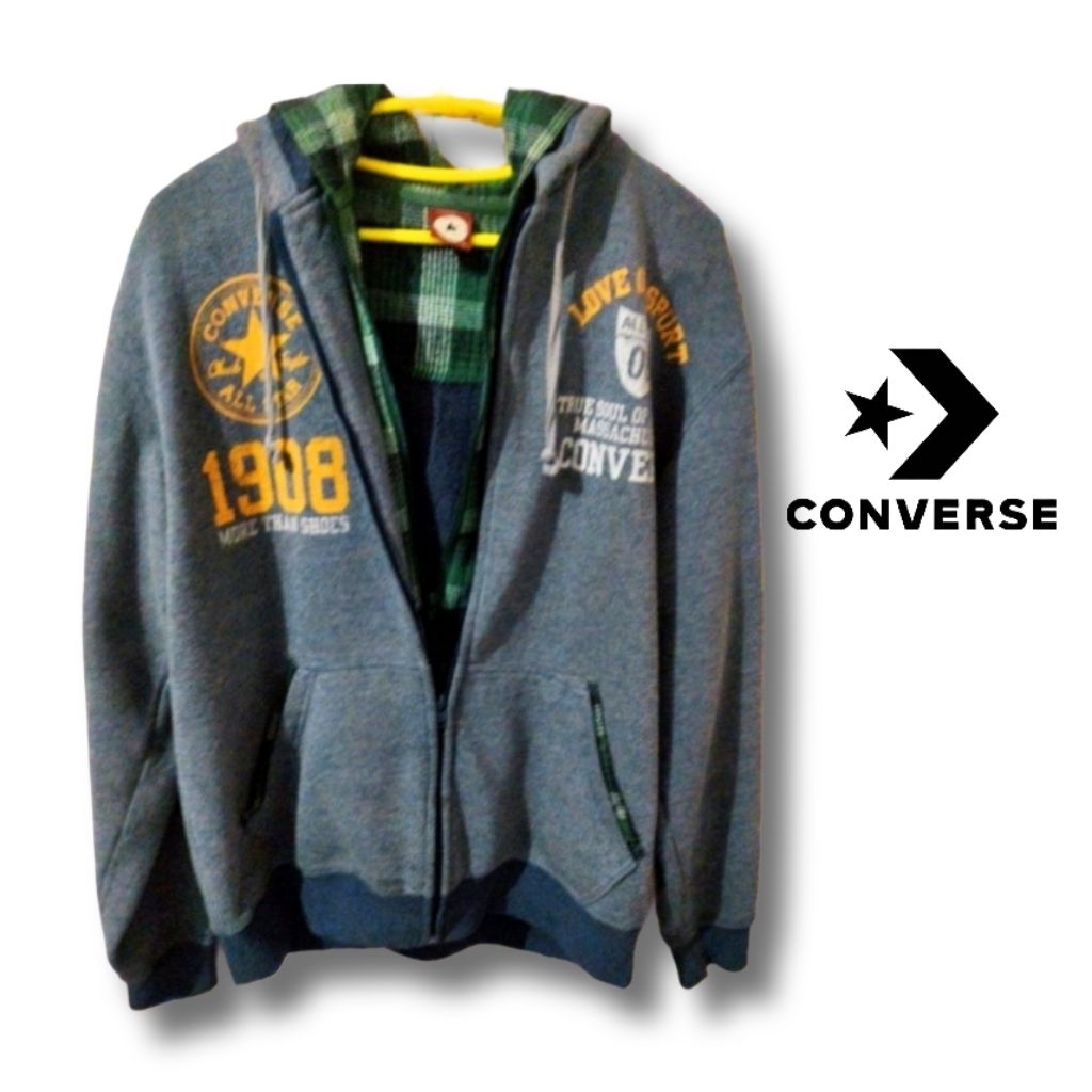 preloved double zipper hoodie CONVERSE original