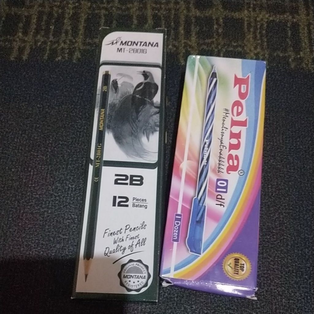 

PAKET ALAT TULIS( 1 BOX PENSIL 2B ISI 12 DAN 1 BOX PULPEN ISI 12)