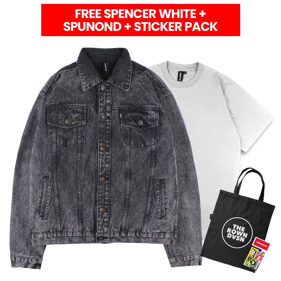 KODE X49A GRATIS SPENCER WHITE  TOTEBAG SPUNBOND  STICKER PACK Rown Division Official Jacket Denim O