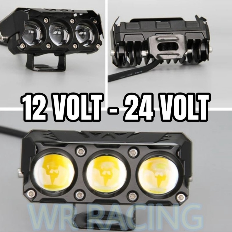 KODE H18G LAMPU TEMBAK LASER SQL 3 MATA PUTIH  KUNING 12 VOLT  24 VOLT WATERPROFF BISA MOTOR DAN MOB