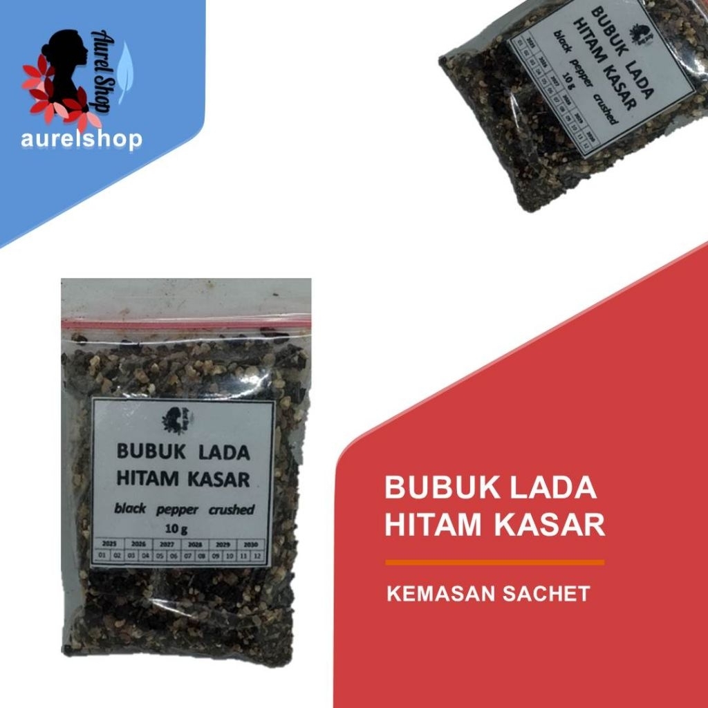 

Bubuk Lada Hitam Kasar kemasan Sachet 10g/ Black Pepper Crushed