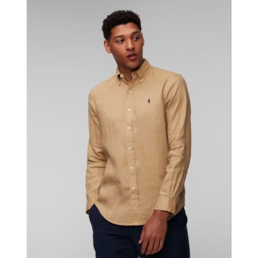 Kemeja Lengan Panjang Linen - Polo Ralph Lauren (Brown)