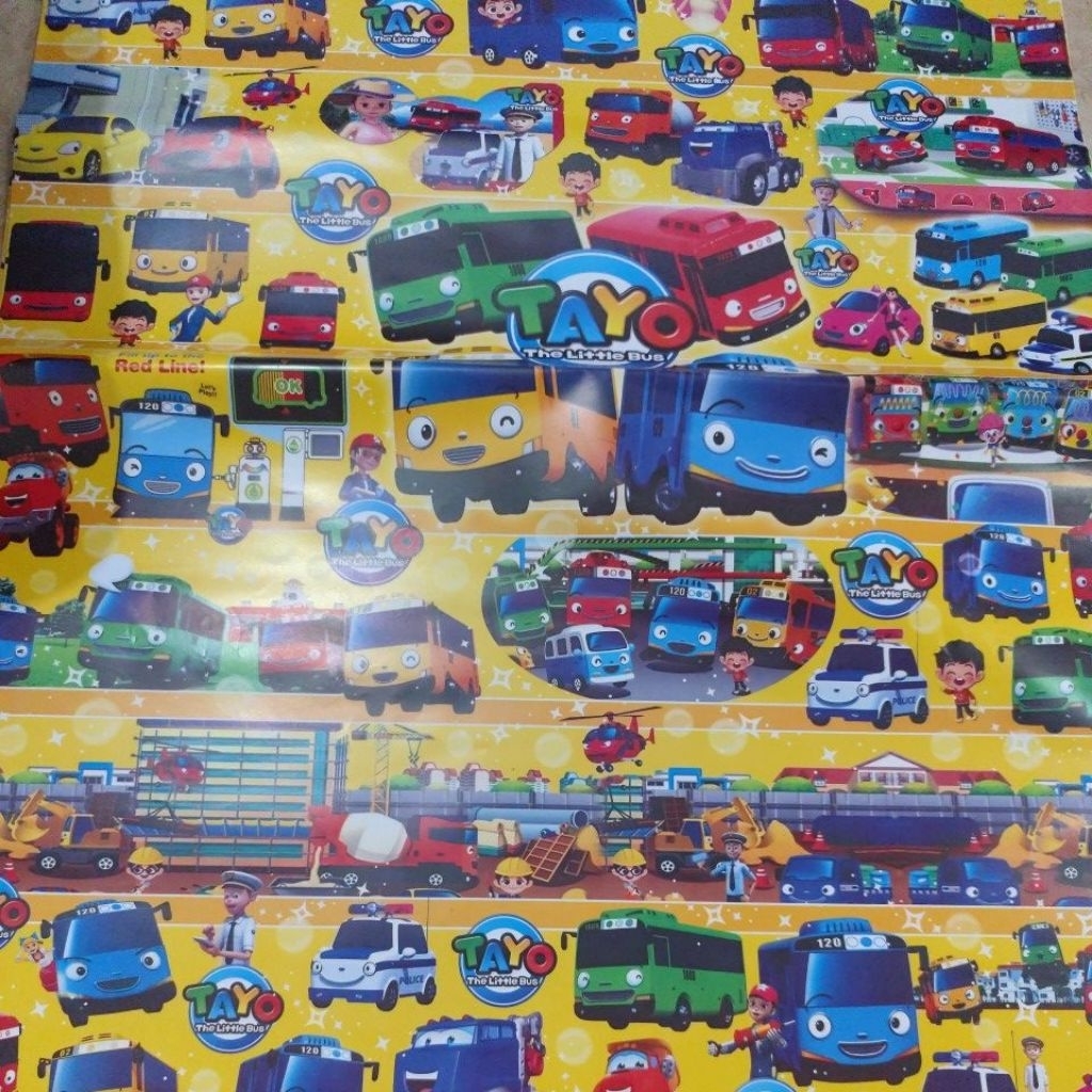 

kertas kado glossy motif mobil cars, tayo