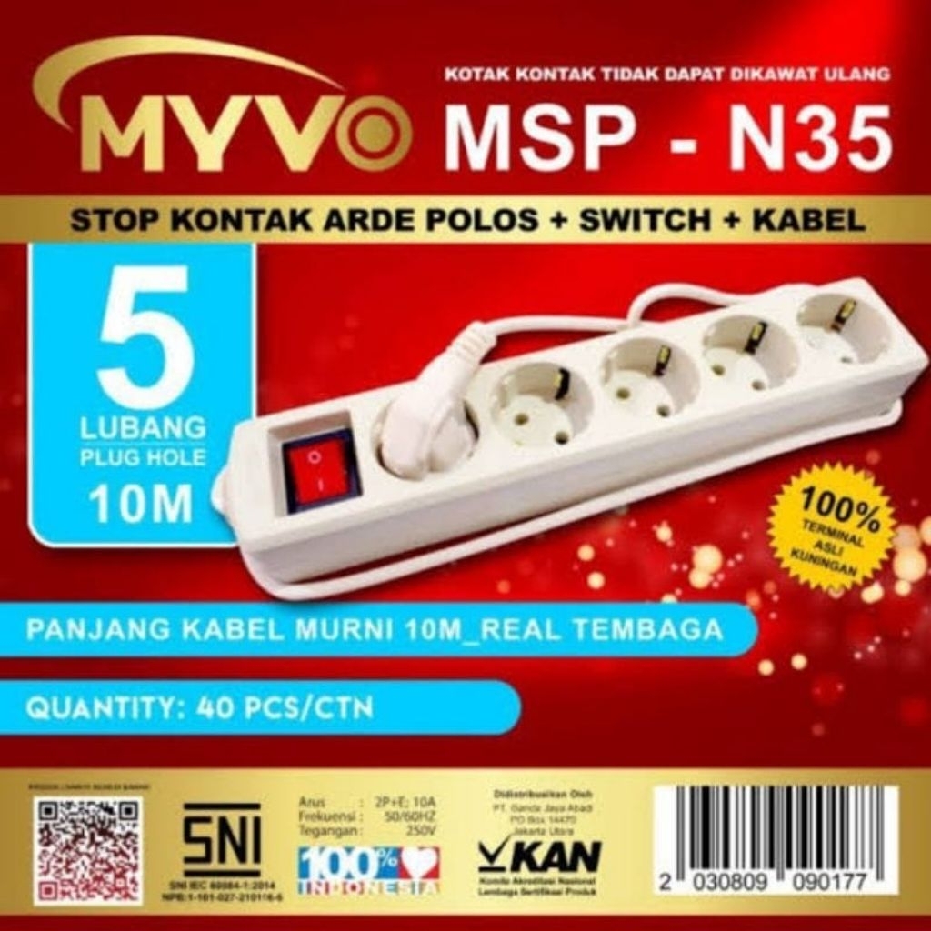 Stop Kontak Myvo MSP-N35 5 Lubang 10 meter