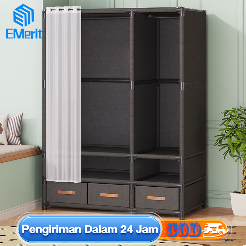 Lemari Baju Gantung Dengan Tirai Geser Lemari pakaian Multifungsi  Lemari Penyimpanan Debu