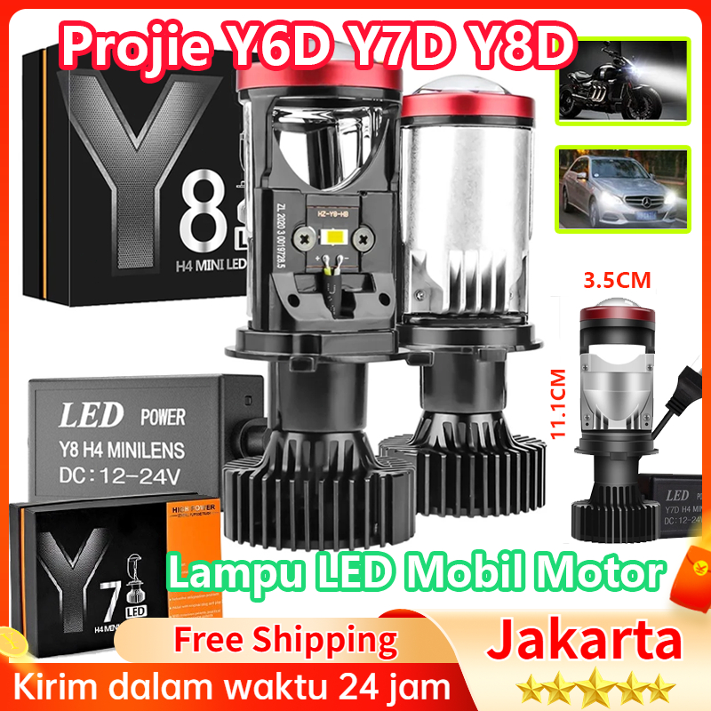 Projie Y6D Y7D Y8D H4 Import Super Terang Lampu LED Mobil Motor Lampu led mobil motor Y7D H4 mini