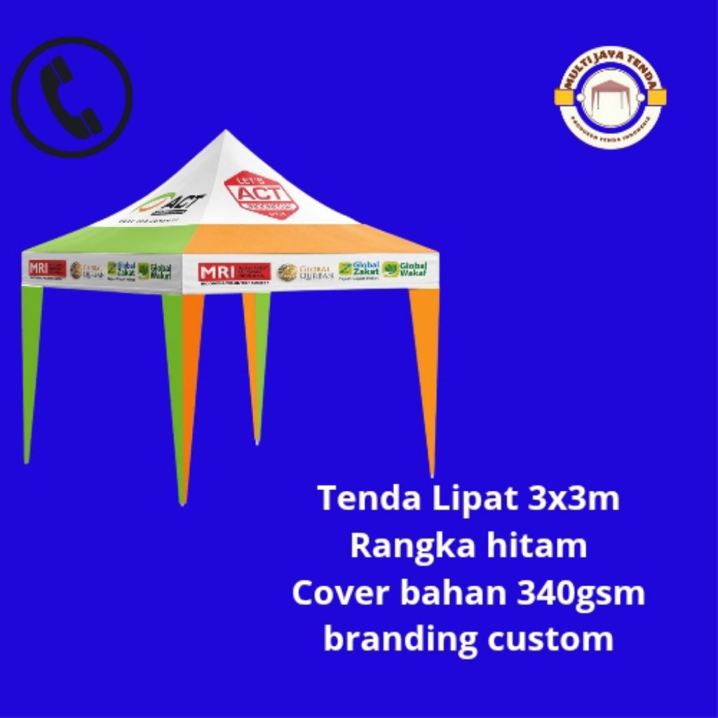 TENDA LIPAT 3X3M ATAP BISA BRANDING