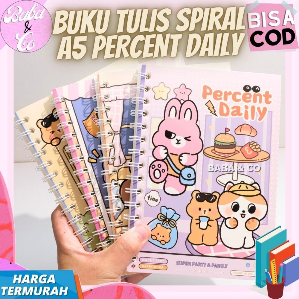 

BUKU TULIS A5 SPIRAL PERCENT DAILY NOTEBOOK SPIRAL A5 PERCENT DAILY IMUT LUCU UNIK BUKU A5 PERCENT DAILY MURAH IMUT