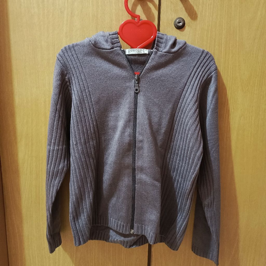 Mantel Rajut Wanita Euroline Dengan Hoodie