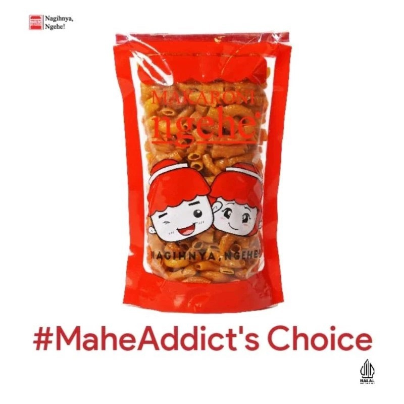 

Makaroni Ngehe Kering kemasan, beberapa varian rasa level pedas
