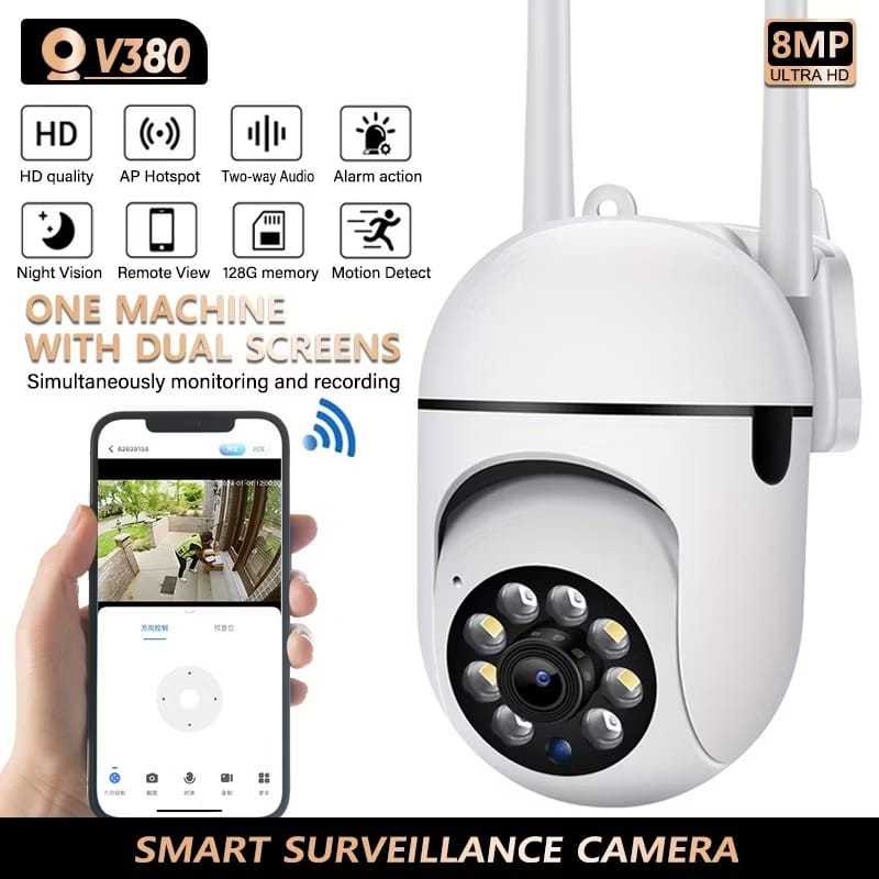 KAMERA CCTV 2 ANTENA, COD Camera 2 Antena Wireless, Wifi Smart 1080 Full HD V380 4MP IP CAM OUTDOOR