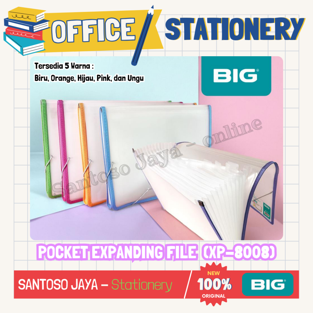

Expanding File BIG Map Harmonika - Organizer Document F4 Folio - Pocket Plastik Tali XP-8008