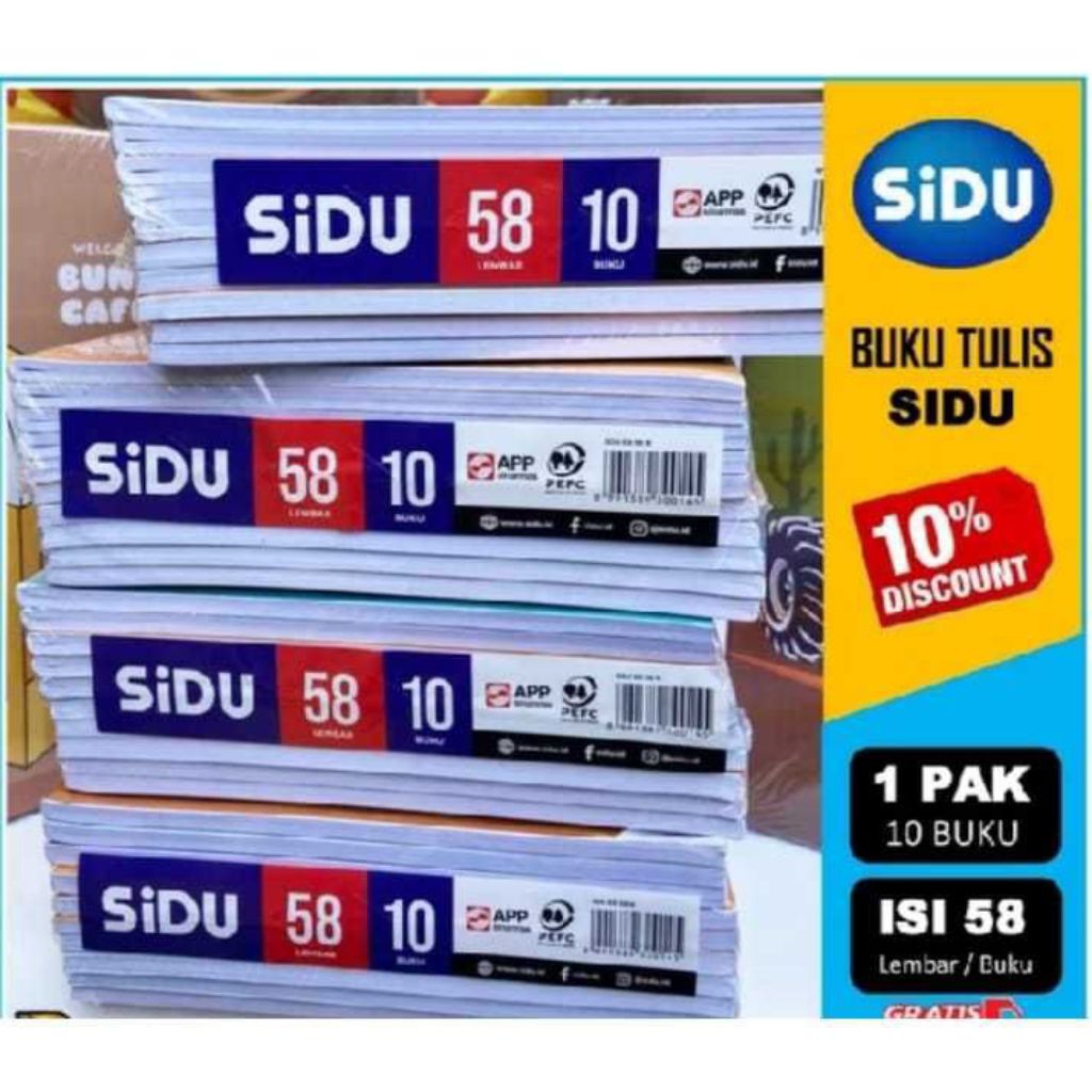 

BUKU TULIS SIDU 58 LEBAR (10 PCS) READY COD!!
