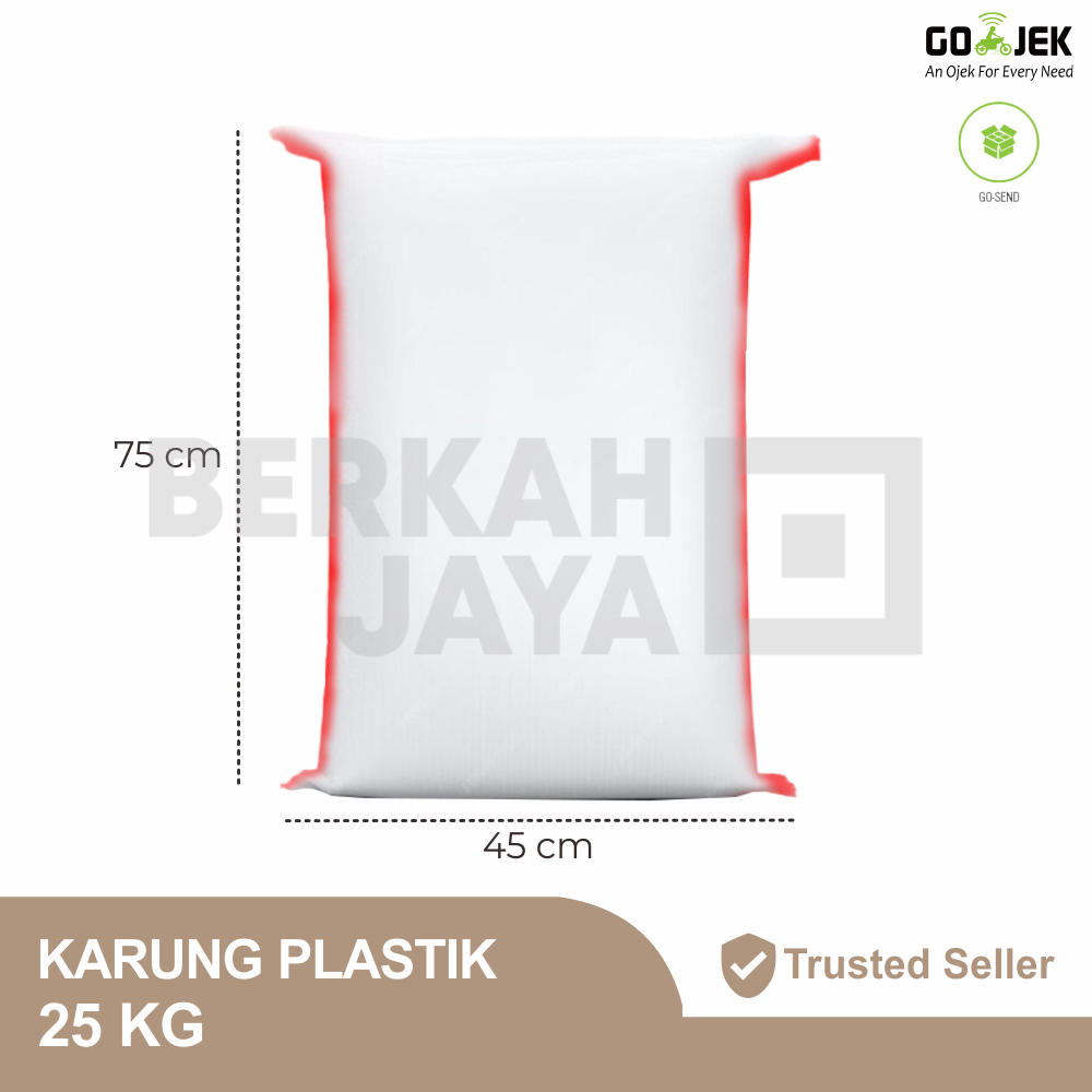 Karung Plastik Putih 25 kg Ukuran 45 x 75 cm ( Karung Plastik 25 kg )