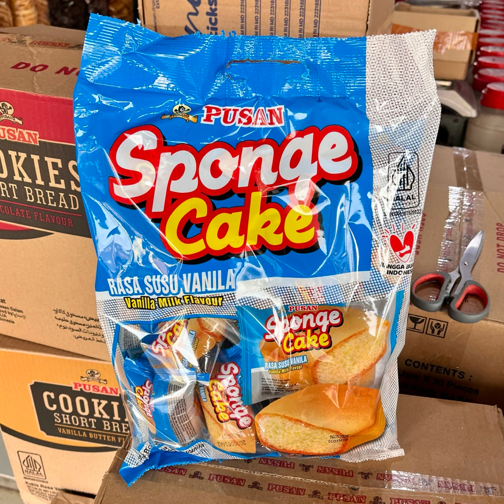 

PUSAN SPONGE CAKE 1 BUNGKUS ISI 20pcs ALMA.SNACK