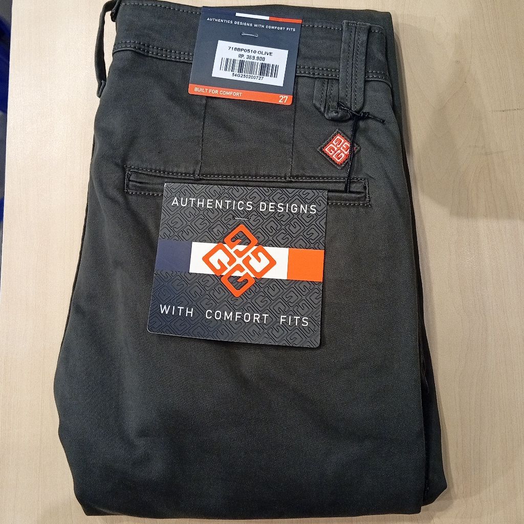 Celana Panjang Chinos Pria GAZR Original Slim Fit Stretch Olive 718BP0510