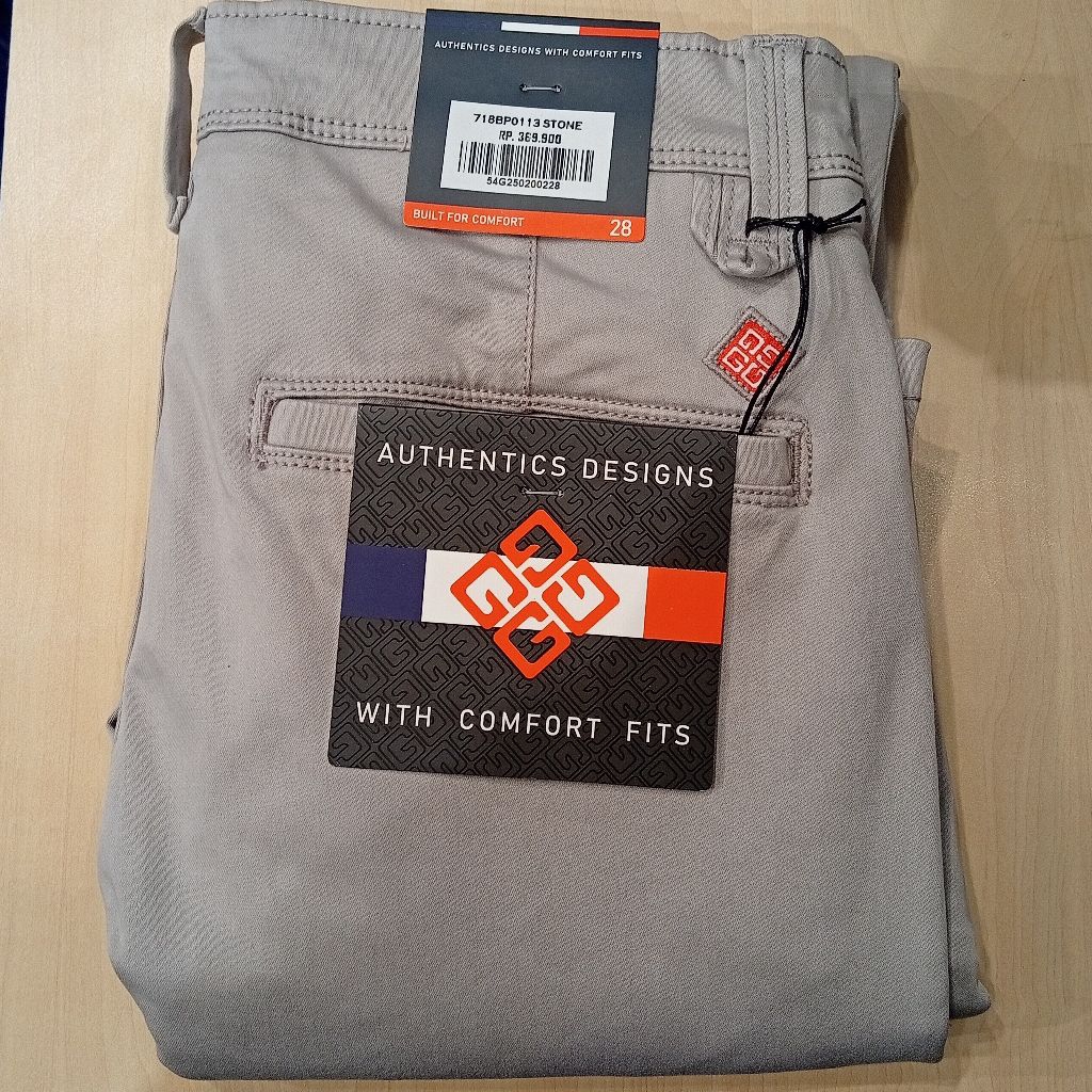 Celana Panjang Chinos Pria GAZR Original Slim Fit Stretch Stone 718BP0113