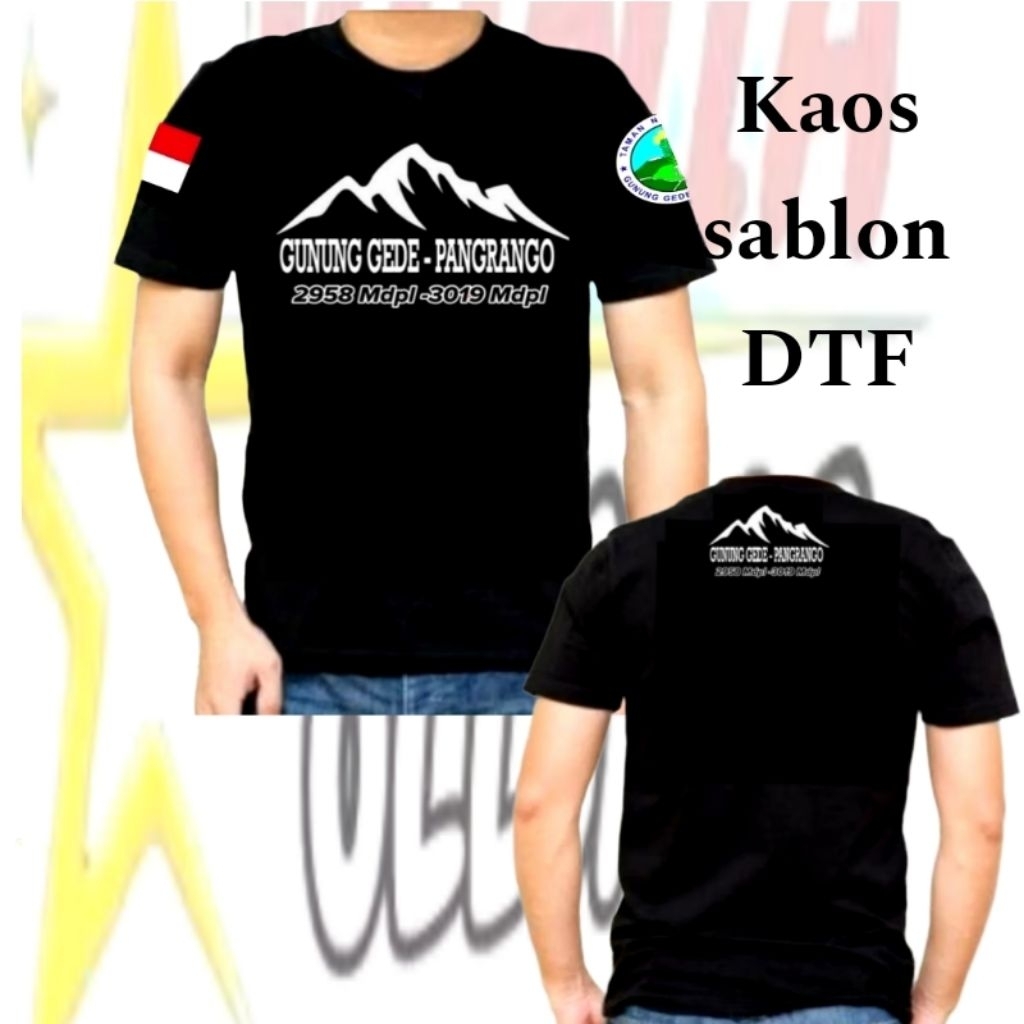 Baju kaos pendaki gunung gede pangrango sablon DTF