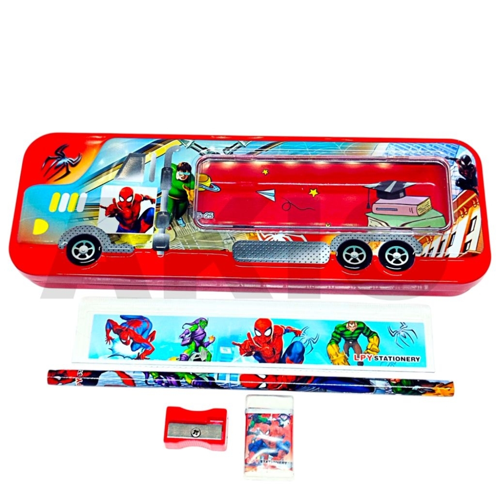

Tempat Pensil Anak Mobil Car Set Alat Tulis 2 Tingkat Karakter SUPERHERO SPIDERMAN AVENGERS LPY99-25 MR Timbul Kaleng Besi