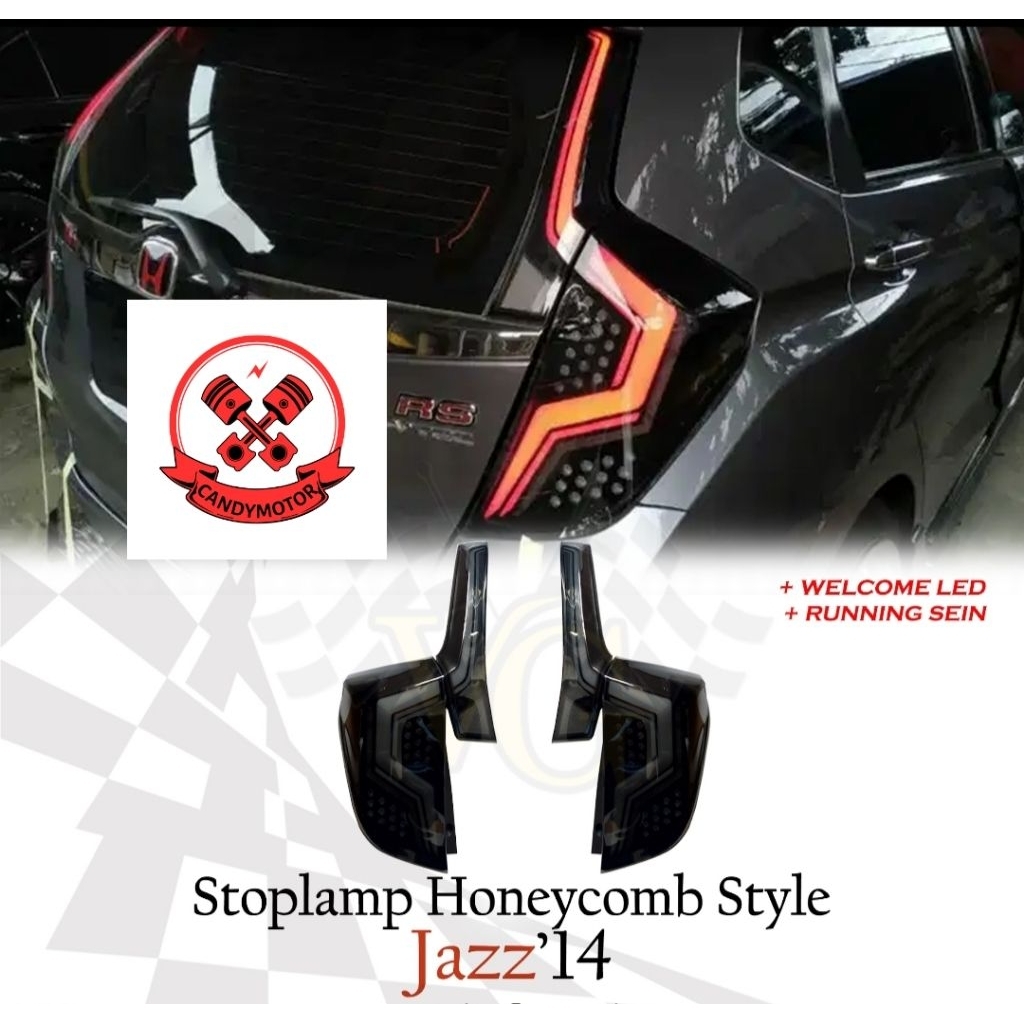 Stoplamp Led Jazz 2014 Gk5 Honeycomb Style Stop Lamp Wellcome Led Jazz Gk5 2014 2015 2016 2017 2018 