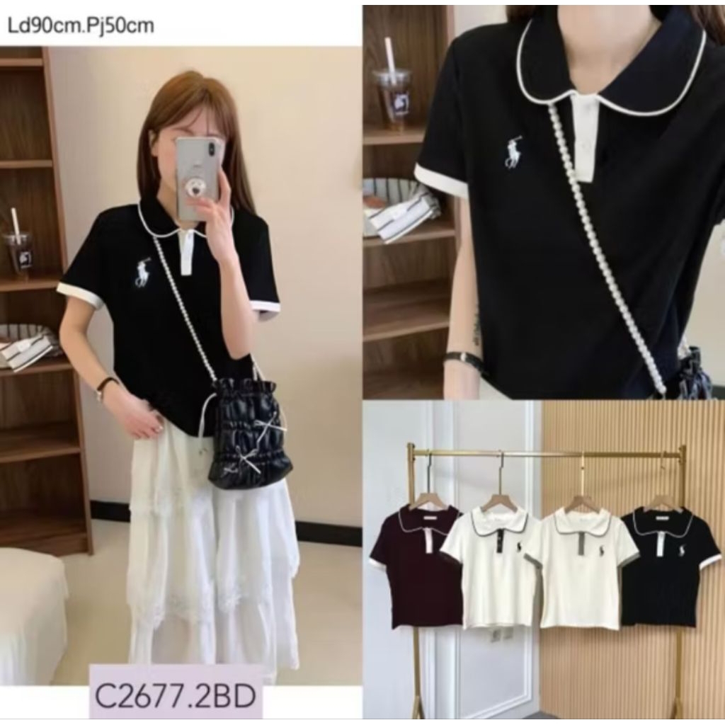 KAOS WANITA KERAH IMPORT KANCING ATAS