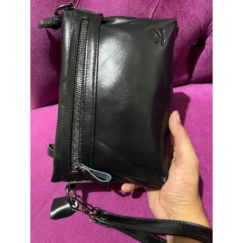 Tas selempang pria wanita kulit sapi asli tas tenteng kulit cowok cewek pouch kulit tas kulit