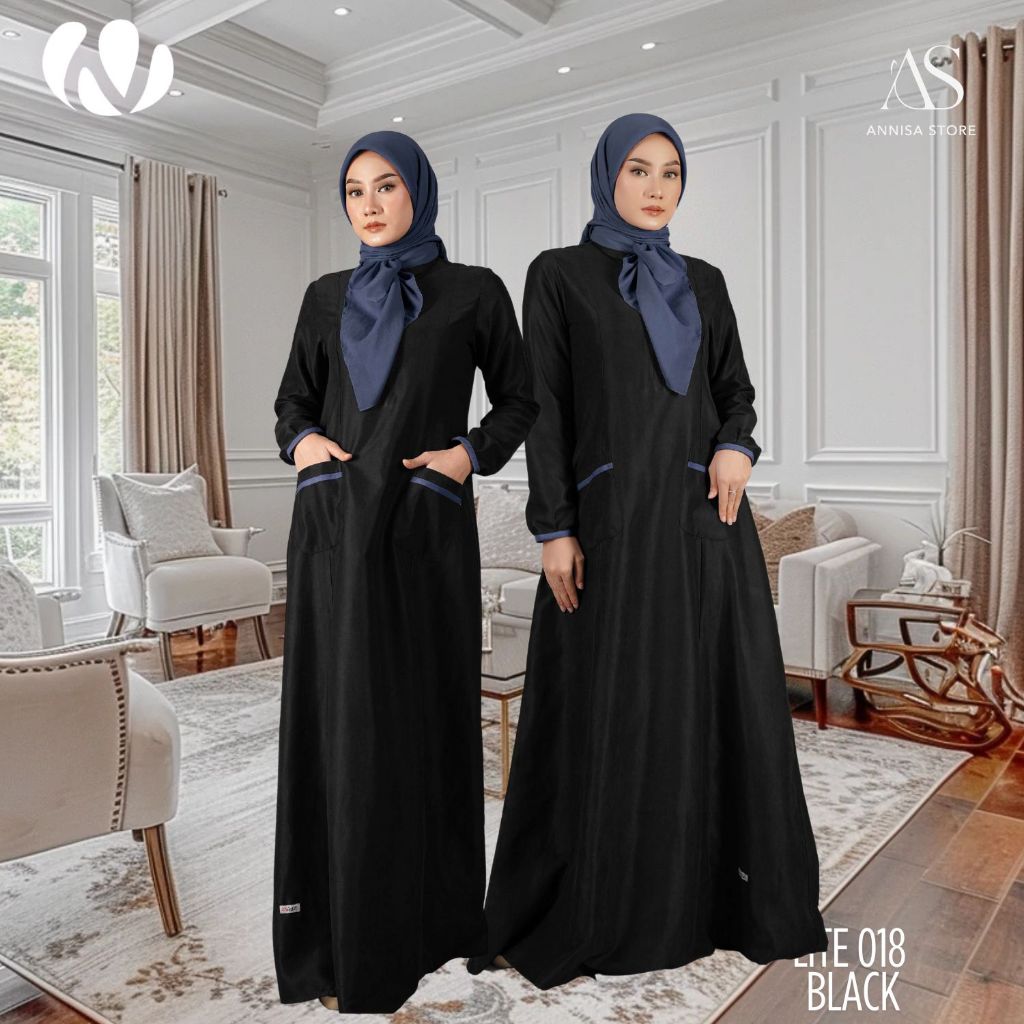 GAMIS NIBRAS LITE 018 BLACK / GAMIS WANITA SLIM FIT NIBRAS LITE 18 HITAM