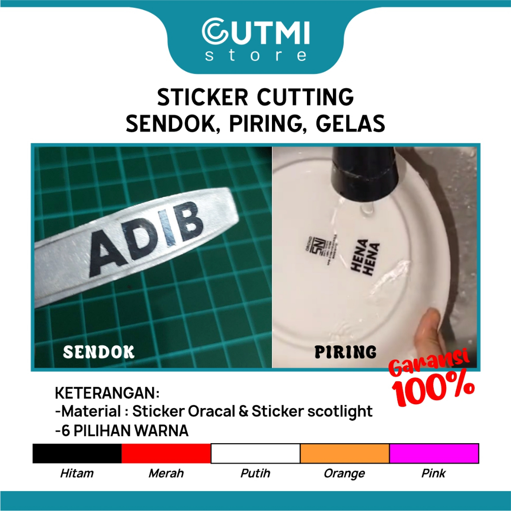 

Sticker Penanda Sendok, Piring, Gelas - Stiker Cutting Tahan Air