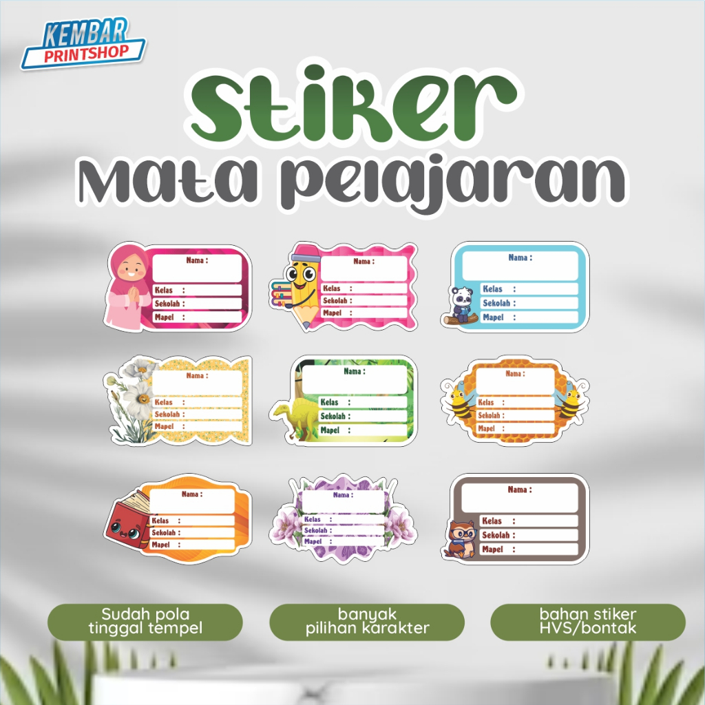 

ISI 42PCS STIKER LABEL MATA PELAJARAN SEKOLAH STIKER BUKU PELAJARAN STIKER MAPEL KARAKTER FOTO