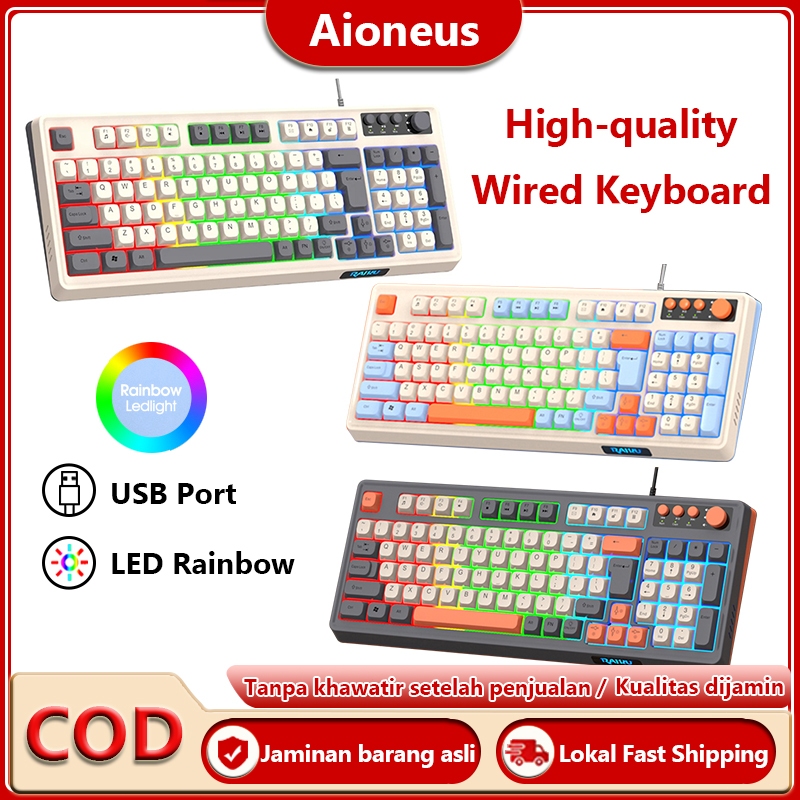Keyboard Komputer Gaming Mechanical Feeling Keyboard Keyboard Silent Gaming RGB Backlit Cocok Untuk
