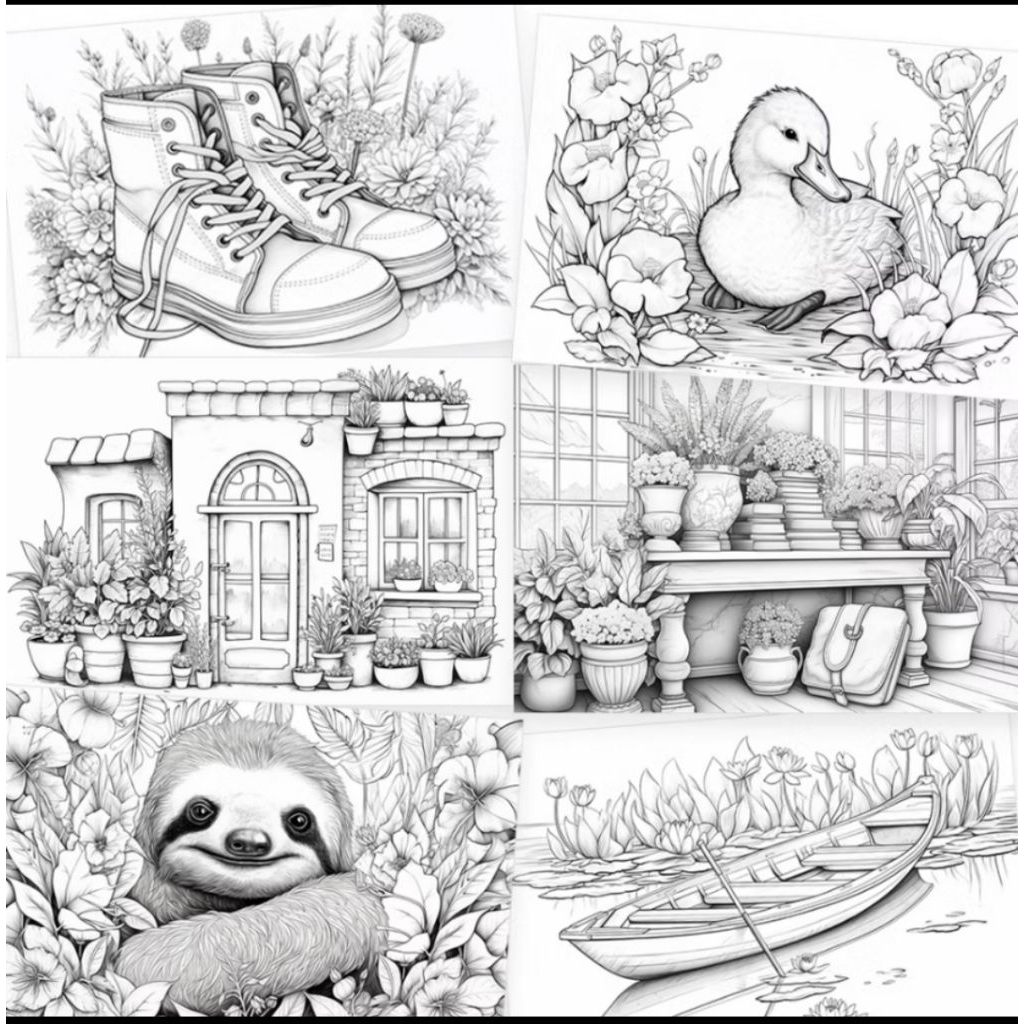 Buku Mewarnai Dewasa (5 lembar kertas mewarnai ) Penghilang Stress