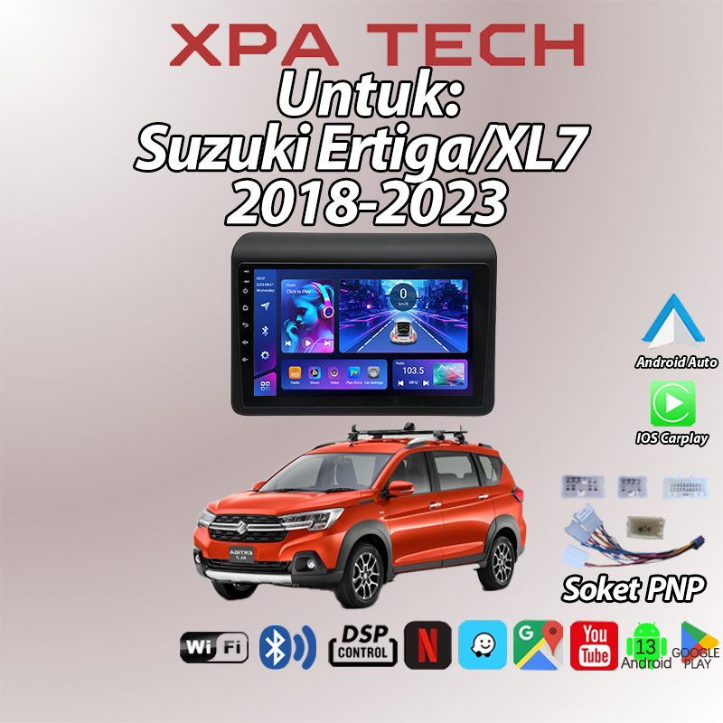 6+64G Head Unit Utk Suzuki Ertiga XL7 2018-2023 Android 15 Mobil 9inch IPS Screen Termasuk Frame / S