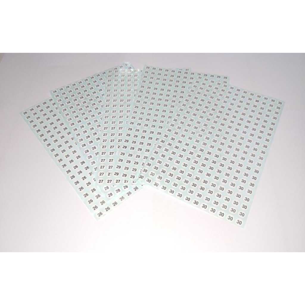 

Tempelan Stiker Label Ukuran Baju Size Sticker pakaian (ANGKA 26-50) (PER LEMBAR)