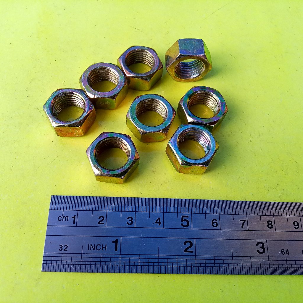 MUR KUNING M12 / MUR BAUT 16 KUNCI 16 / MUR M12 KUNING / MUR ZINK M12 / NUT M12