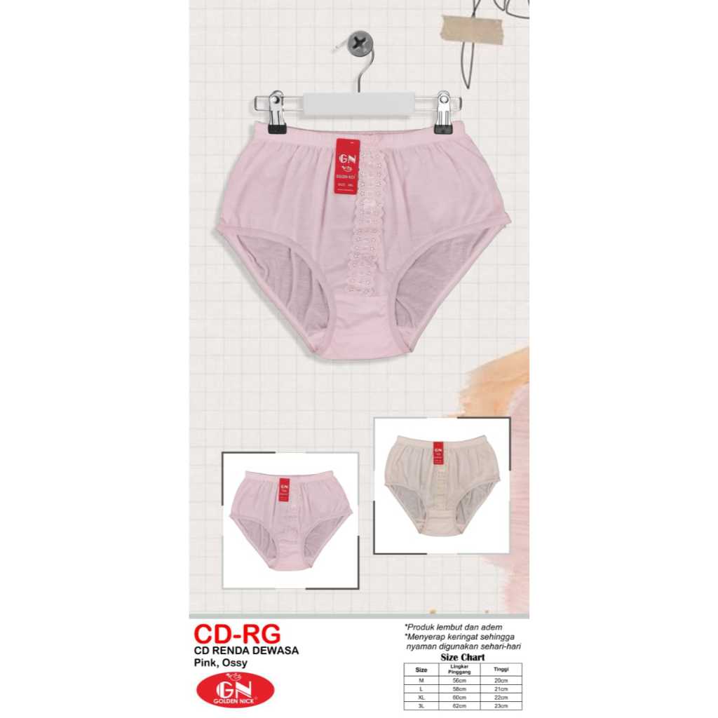 [ 3PCS ] Celana Dalam Golden nick Renda | Renda golden Nick
