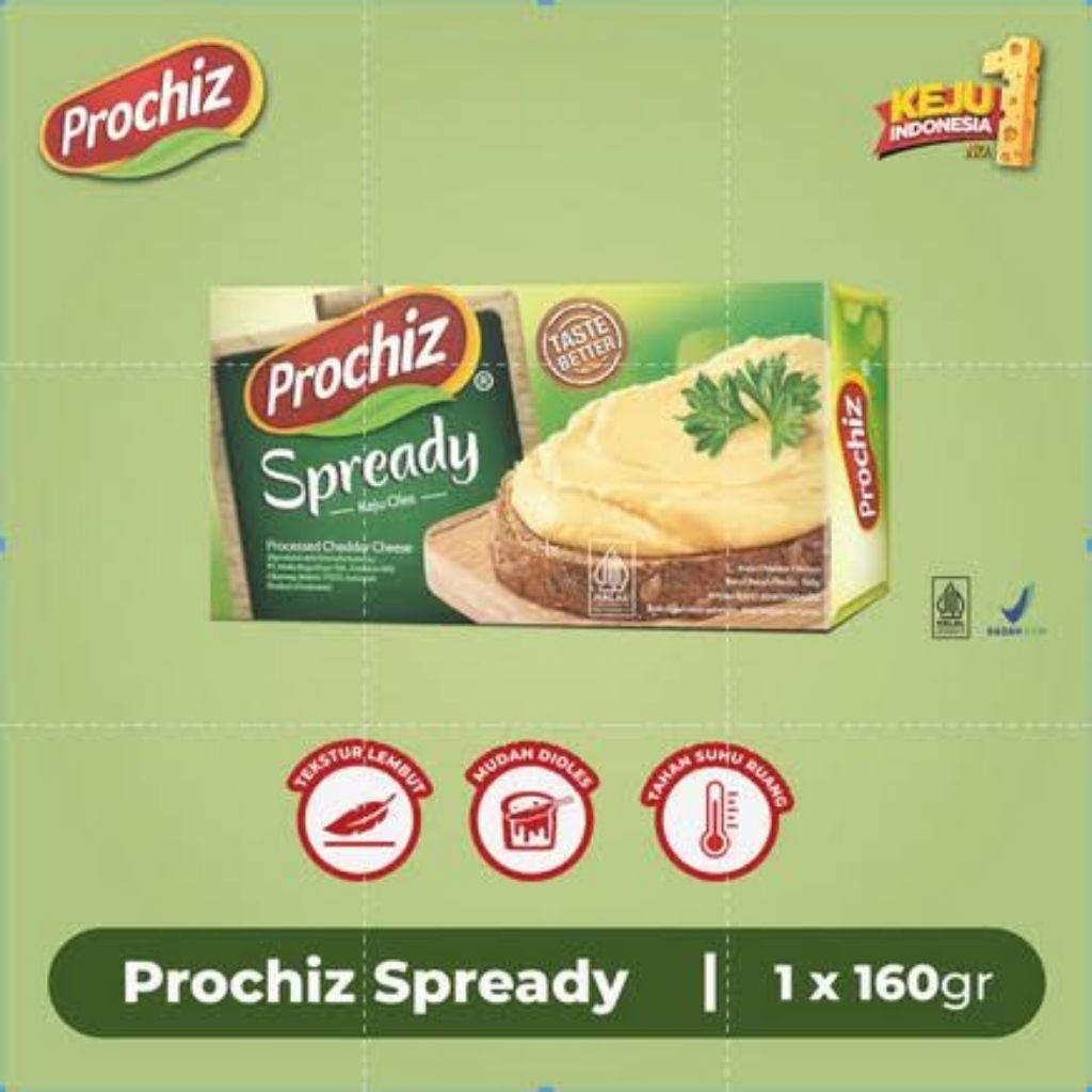 

Prochiz Cheddar Cheese Spready - Keju Oles - Keju Prochiz Spready 160gr