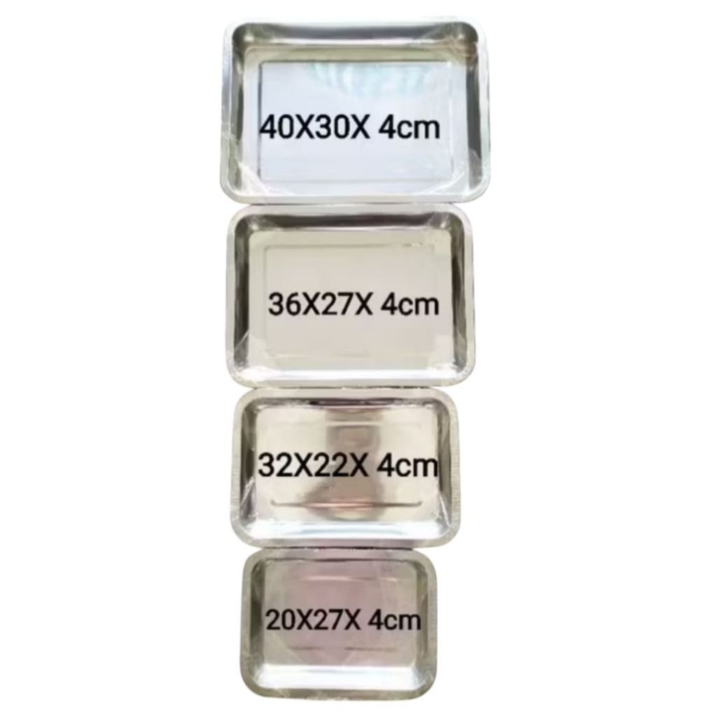 2 PCS Baki Tinggi 4 Nampan Segi Stainless Steel TRAY
